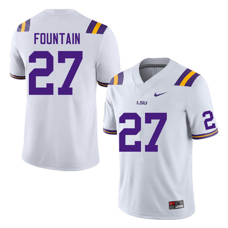 Men #27 Zaven Fountain LSU Tigers College Football Jerseys Sale-White